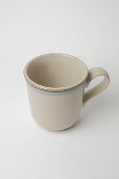 Vintage Japanese Stoneware Mug - Grey & Blue Stripe